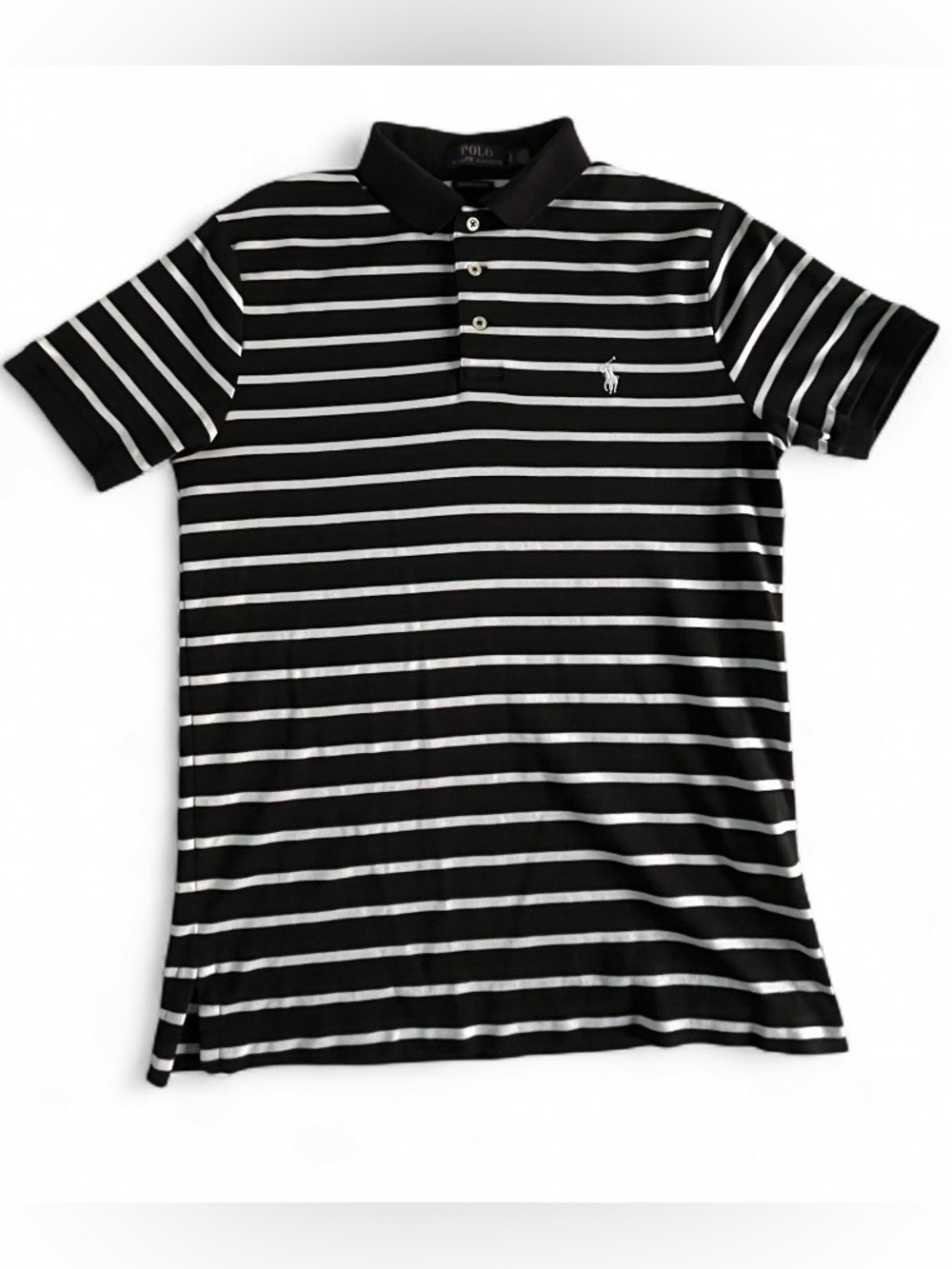 Ralph Lauren Black and White Striped Polo Shirt - Polo Striped Shirt - Y2K